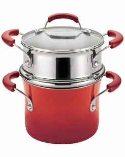 Deals 💯 Rachael Ray Porcelain II Nonstick 3qt Covered Steamer Set Home Cookware 😀