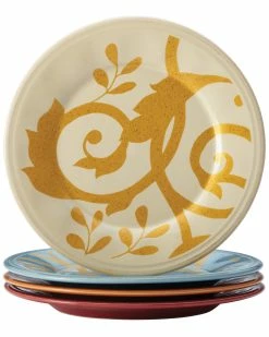 Best reviews of 🔥 Rachael Ray "Gold Scroll" Set Of Four 6.9in Appetizer Plates Home Dinnerware 👏