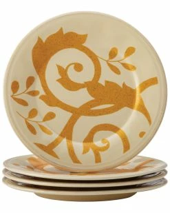 Flash Sale ✨ Rachael Ray Gold Scroll Set Of Four 6.9in Appetizer Plates Home Dinnerware 💯