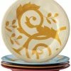 Promo ✔️ Rachael Ray "Gold Scroll" Set Of Four 9.5in Salad Plates Home Dinnerware ✨
