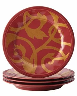 Discount 😍 Rachael Ray Gold Scroll Set Of Four 9.5in Salad Plates Home Dinnerware 🧨