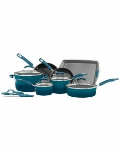 Outlet 🧨 Rachael Ray Classic Brights Collection 14pc Cookware Set Home 🥰