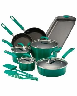 Wholesale 👏 Rachael Ray Classic Brights Hard Porcelain Enamel Nonstick Cookware Set Home ⌛
