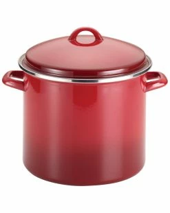 Outlet 🥰 Rachael Ray 12qt Enamel On Steel Covered Stock Pot Home Cookware ⌛