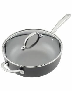 Budget 👏 Rachael Ray Hard Anodized Nonstick Saucier Saucepan With Helper Handle And Lid, 4-Quart Home Cookware 🛒