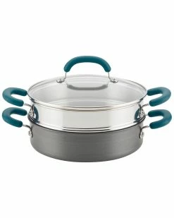 Cheapest 🥰 Rachael Ray Create Delicious Hard Anodized Aluminum Nonstick Steam Set Home Cookware 🤩