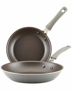 Best Sale 🤩 Rachael Ray Cook + Create Aluminum Nonstick Frying Pan Set, 2pc Home Cookware ⌛