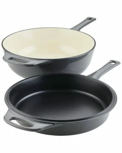 Wholesale ✨ Rachael Ray Enameled Cast Iron 3-In-1 Dutch Oven Skillet Saute Combo, 4-Quart Home Cookware 🥰
