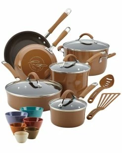 Flash Sale 😀 Rachael Ray Cucina Hard Enamel Nonstick Cookware And Prep Bowl Set, 18pc Home ✨