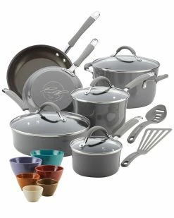 Outlet 😀 Rachael Ray Cucina Hard Enamel Nonstick Cookware And Prep Bowl Set, 18pc Home 🥰