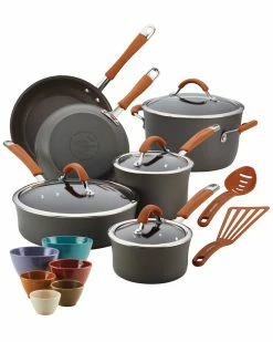 Promo ✔️ Rachael Ray Cucina Hard-Anodized Nonstick Cookware And Prep Bowl Set, 18pc Home 🌟