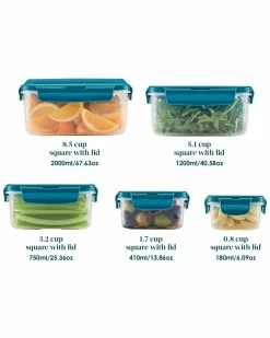 Best Sale 🎉 Rachael Ray Leak-Proof Nestable Square Food Storage Container Set, 10pc Home Kitchen & Pantry Storage 🌟