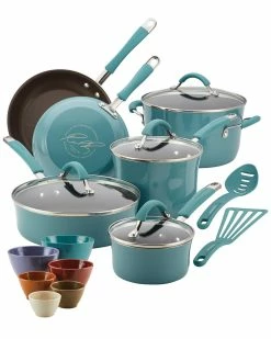 Budget 😉 Rachael Ray Cucina Hard Enamel Nonstick Cookware And Prep Bowl Set, 18pc Home 😀