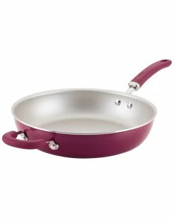 Hot Sale ⌛ Rachael Ray Create Delicious Aluminum Nonstick Deep SKillet Home Cookware 👏