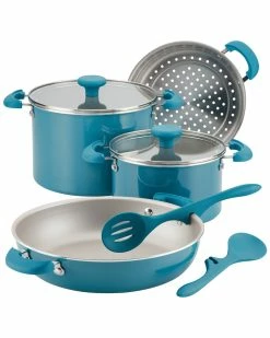 Best Sale ❤️ Rachael Ray Get Cooking Aluminum 8-Piece Set Home Cookware 🎁