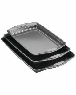 Hot Sale 🌟 Rachael Ray Nonstick Bakeware 3pc Cookie Pan Set Home Cookware 💯